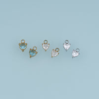 Heart Crystal Pendant,14K Gold Silver Blue Clear Gemstone Charm DIY Charm for Necklace Bracelet Making