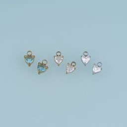 Heart Crystal Pendant,14K Gold Silver Blue Clear Gemstone Charm DIY Charm for Necklace Bracelet Making