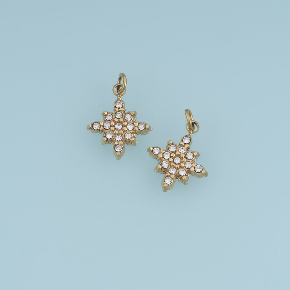 Crystal Star Pendant,14K Gold Sparkling Rhinestone Star Charm DIY Charm for Necklace Bracelet Making