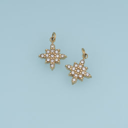 Crystal Star Pendant,14K Gold Sparkling Rhinestone Star Charm DIY Charm for Necklace Bracelet Making
