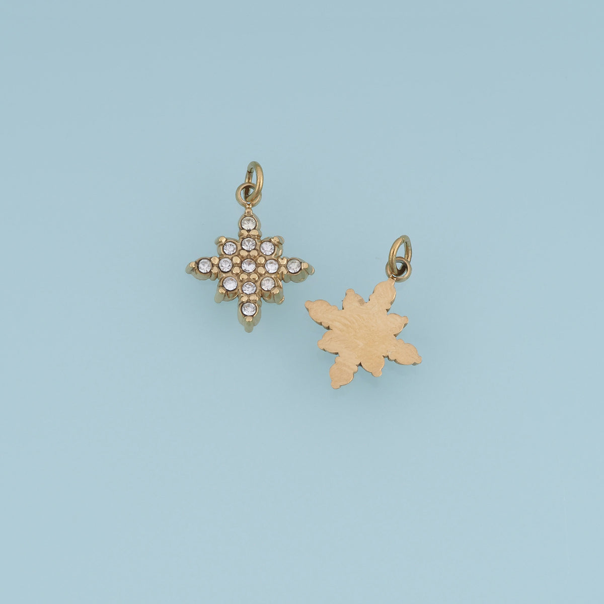 Crystal Star Pendant,14K Gold Sparkling Rhinestone Star Charm DIY Charm for Necklace Bracelet Making