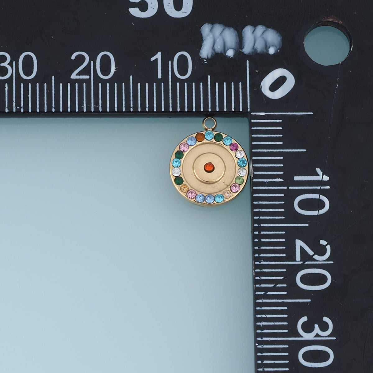 Round Rainbow Crystal Pendant,14K Gold Silver Colorful Rhinestone Charm DIY Charm for Necklace Bracelet Making