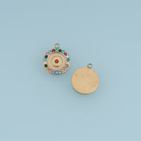 Round Rainbow Crystal Pendant,14K Gold Silver Colorful Rhinestone Charm DIY Charm for Necklace Bracelet Making