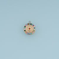 Round Rainbow Crystal Pendant,14K Gold Silver Colorful Rhinestone Charm DIY Charm for Necklace Bracelet Making