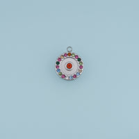 Round Rainbow Crystal Pendant,14K Gold Silver Colorful Rhinestone Charm DIY Charm for Necklace Bracelet Making