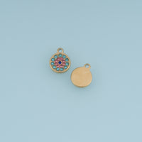 Round Colorful Crystal Pendant,14K Gold Rainbow Rhinestone Flower Charm DIY Charm for Necklace Bracelet Making
