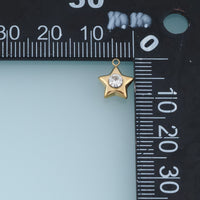 Star Crystal Pendant,14K Gold Silver Clear Gemstone Star Charm DIY Charm for Necklace Bracelet Making