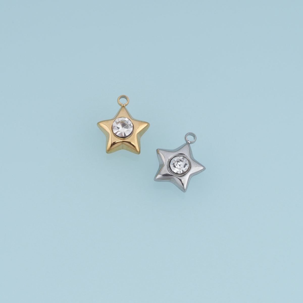 Star Crystal Pendant,14K Gold Silver Clear Gemstone Star Charm DIY Charm for Necklace Bracelet Making