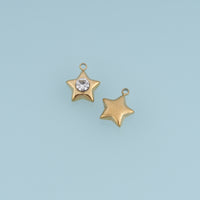 Star Crystal Pendant,14K Gold Silver Clear Gemstone Star Charm DIY Charm for Necklace Bracelet Making