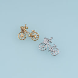 Bicycle Basket Pendant,14K Gold Silver Vintage Bike Charm DIY Charm for Necklace Bracelet Making