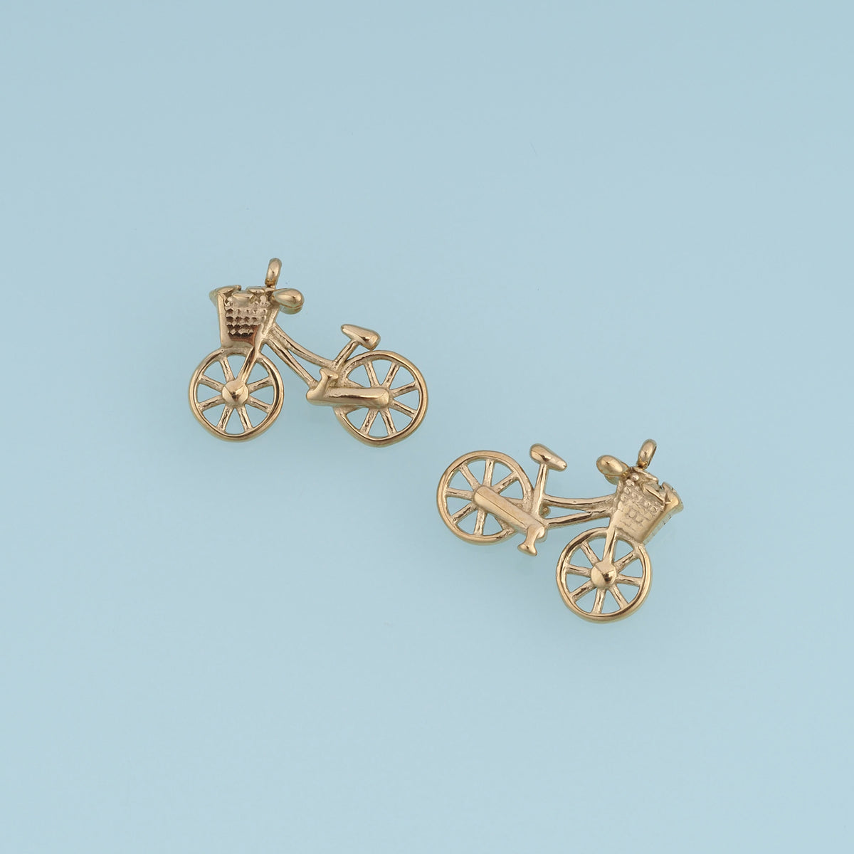 Bicycle Basket Pendant,14K Gold Silver Vintage Bike Charm DIY Charm for Necklace Bracelet Making