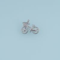 Bicycle Basket Pendant,14K Gold Silver Vintage Bike Charm DIY Charm for Necklace Bracelet Making