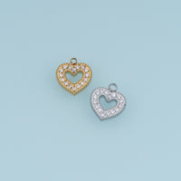 Open Heart Crystal Pendant,14K Gold Silver Sparkling Rhinestone Charm DIY Charm for Necklace Bracelet Making