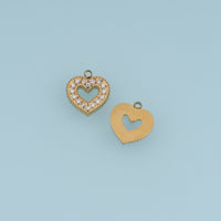 Open Heart Crystal Pendant,14K Gold Silver Sparkling Rhinestone Charm DIY Charm for Necklace Bracelet Making