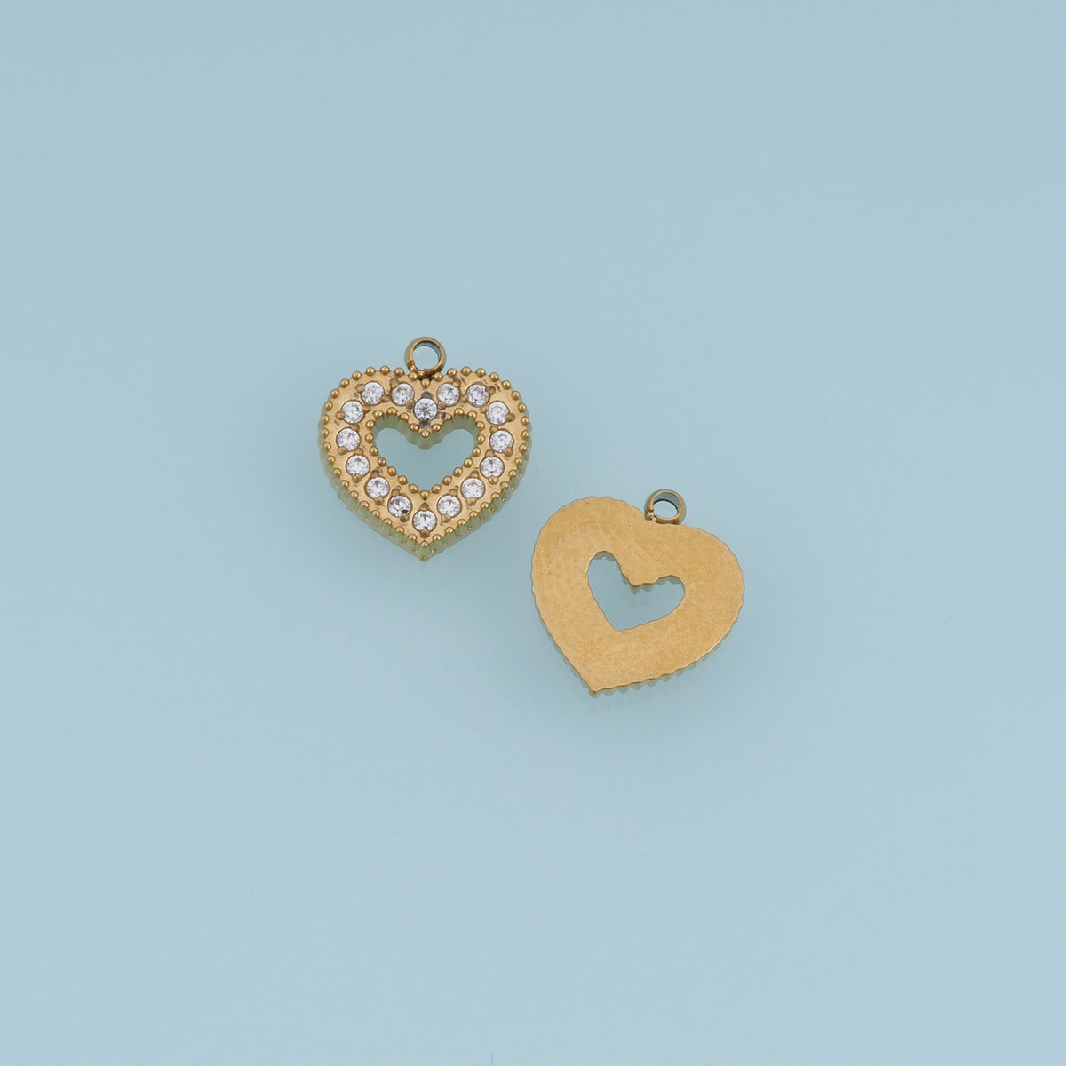 Open Heart Crystal Pendant,14K Gold Silver Sparkling Rhinestone Charm DIY Charm for Necklace Bracelet Making