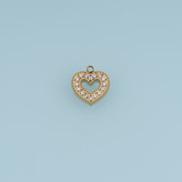 Open Heart Crystal Pendant,14K Gold Silver Sparkling Rhinestone Charm DIY Charm for Necklace Bracelet Making