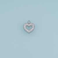 Open Heart Crystal Pendant,14K Gold Silver Sparkling Rhinestone Charm DIY Charm for Necklace Bracelet Making