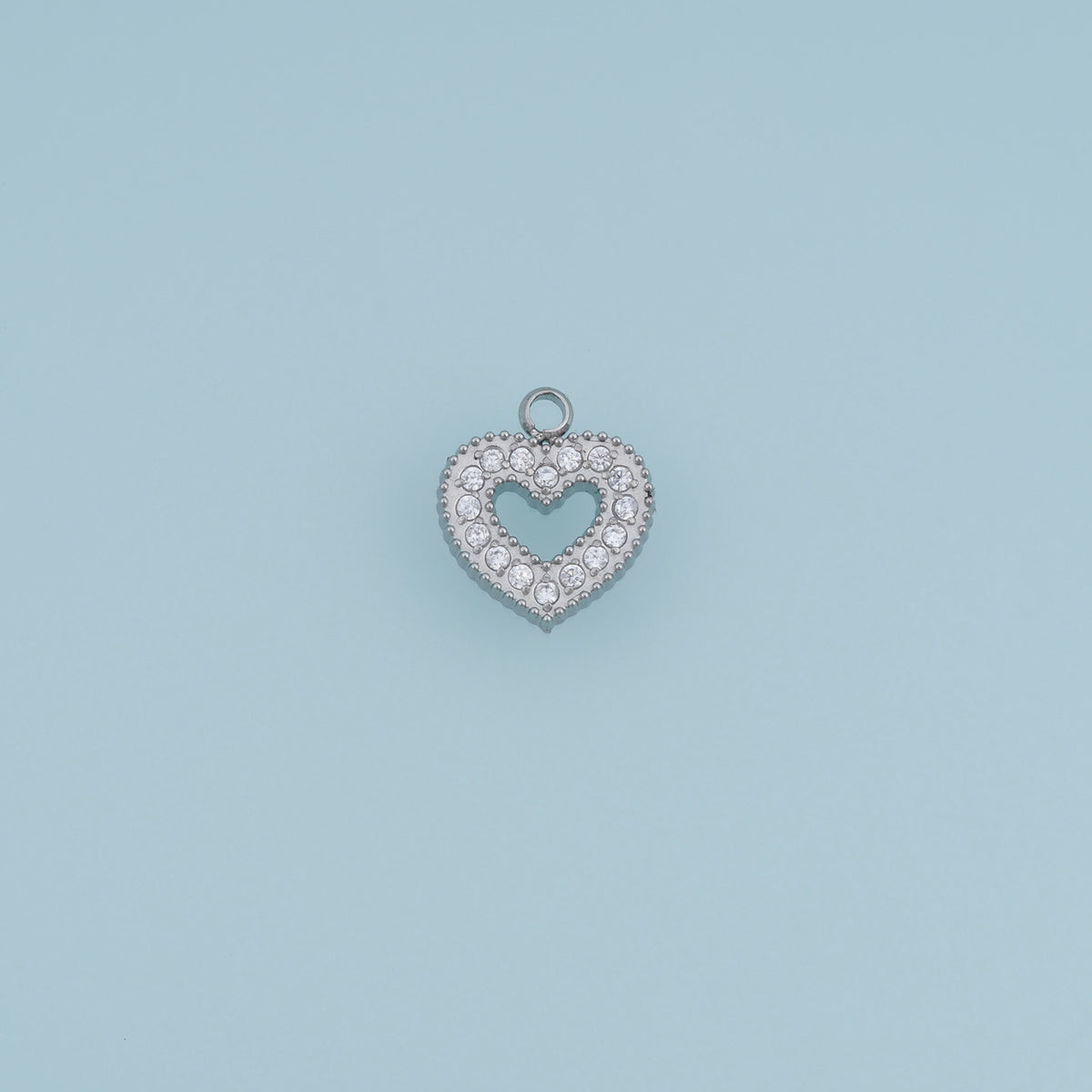 Open Heart Crystal Pendant,14K Gold Silver Sparkling Rhinestone Charm DIY Charm for Necklace Bracelet Making