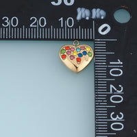 Rainbow Crystal Heart Pendant,14K Gold Colorful Gemstone Heart Charm DIY Charm for Necklace Bracelet Making