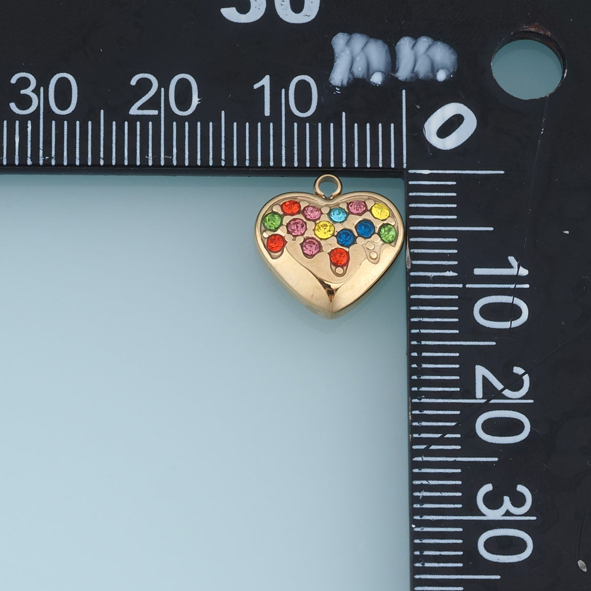 Rainbow Crystal Heart Pendant,14K Gold Colorful Gemstone Heart Charm DIY Charm for Necklace Bracelet Making