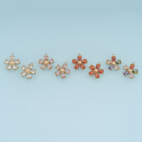 Five Petal Crystal Flower Pendant,14K Gold Colorful Floral Charm DIY Charm for Necklace Bracelet Making