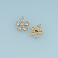 Five Petal Crystal Flower Pendant,14K Gold Colorful Floral Charm DIY Charm for Necklace Bracelet Making