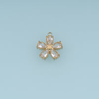 Five Petal Crystal Flower Pendant,14K Gold Colorful Floral Charm DIY Charm for Necklace Bracelet Making