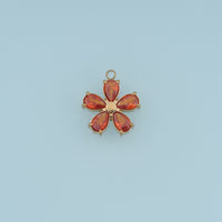 Five Petal Crystal Flower Pendant,14K Gold Colorful Floral Charm DIY Charm for Necklace Bracelet Making