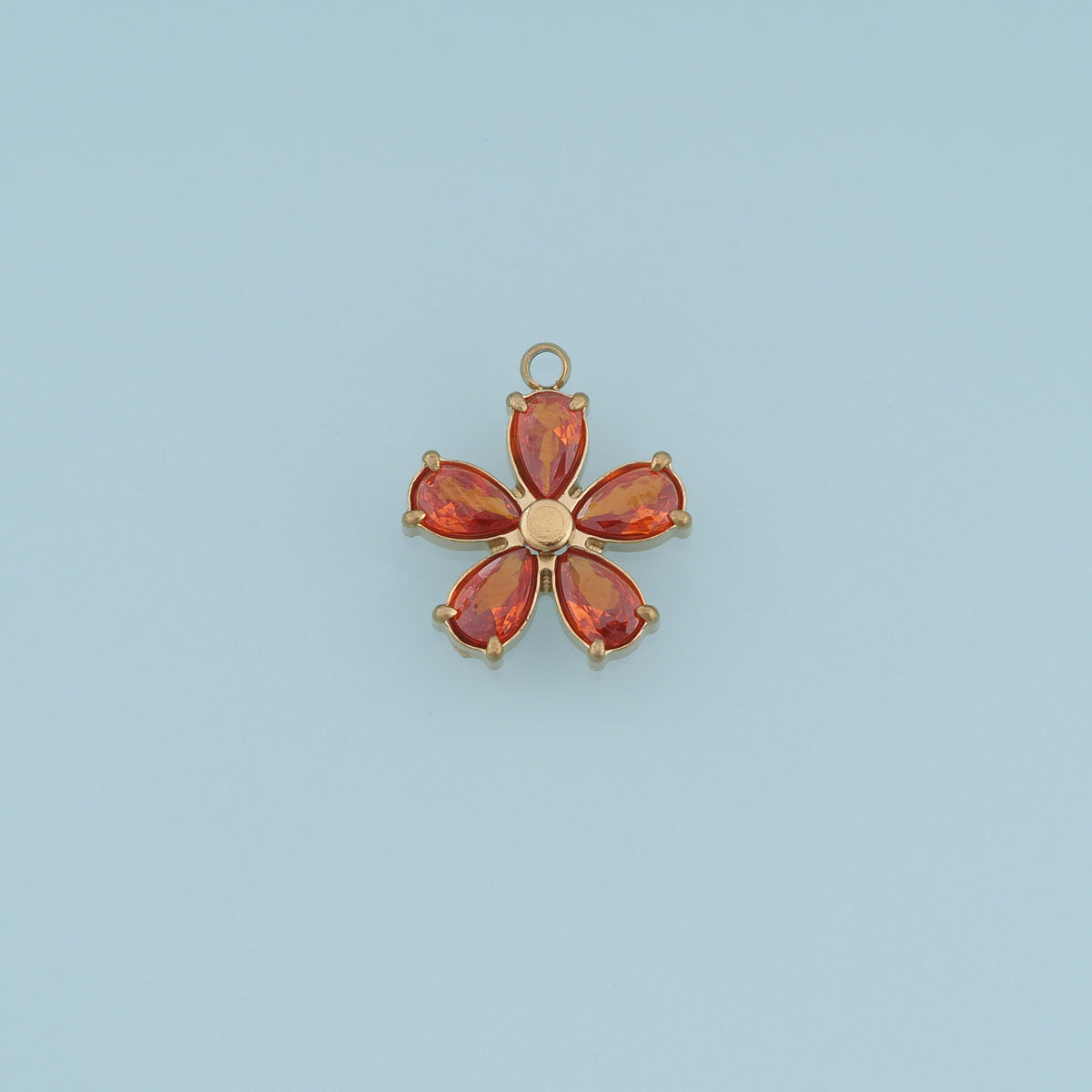 Five Petal Crystal Flower Pendant,14K Gold Colorful Floral Charm DIY Charm for Necklace Bracelet Making
