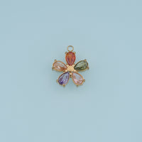 Five Petal Crystal Flower Pendant,14K Gold Colorful Floral Charm DIY Charm for Necklace Bracelet Making