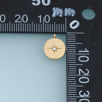 North Star Coin Pendant,14K Gold Dainty Crystal Star Charm DIY Charm for Necklace Bracelet Making
