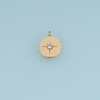 North Star Coin Pendant,14K Gold Dainty Crystal Star Charm DIY Charm for Necklace Bracelet Making