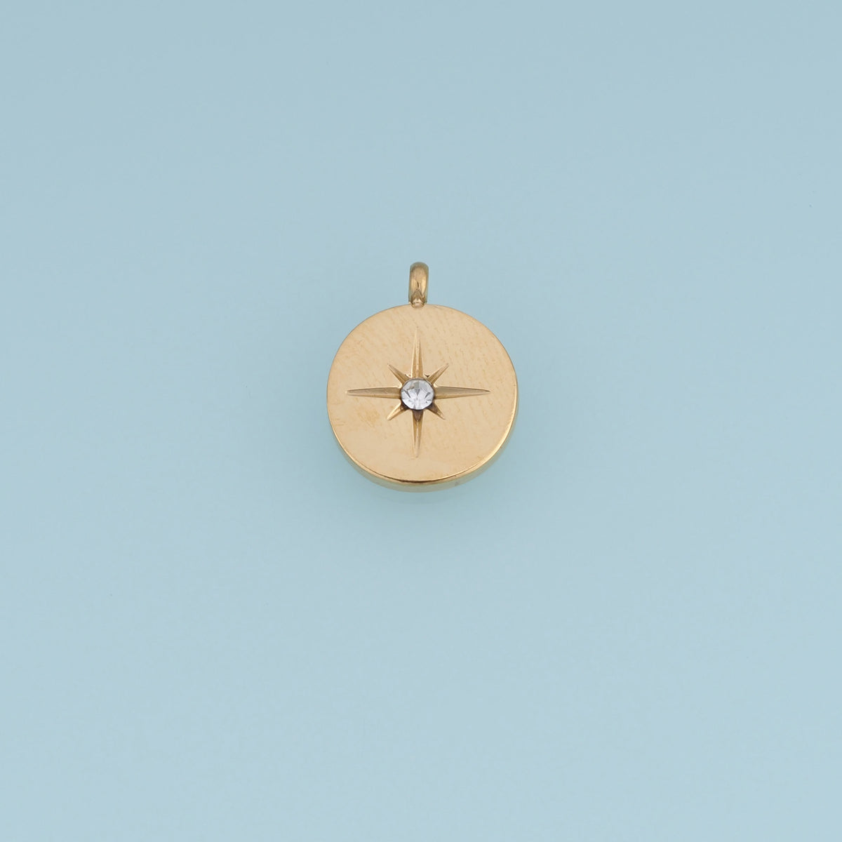 North Star Coin Pendant,14K Gold Dainty Crystal Star Charm DIY Charm for Necklace Bracelet Making