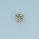 Rainbow Crystal Heart Pendant,14K Gold Colorful Rhinestone Charm DIY Charm for Necklace Bracelet Making
