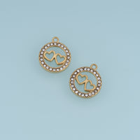 Double Heart Circle Pendant,14K Gold Sparkling Crystal Open Heart Charm DIY Charm for Necklace Bracelet Making