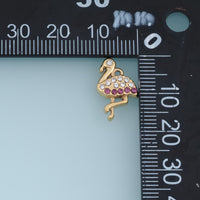 Flamingo Crystal Pendant,14K Gold Pink Rhinestone Bird Charm DIY Charm for Necklace Bracelet Making