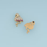 Flamingo Crystal Pendant,14K Gold Pink Rhinestone Bird Charm DIY Charm for Necklace Bracelet Making
