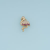 Flamingo Crystal Pendant,14K Gold Pink Rhinestone Bird Charm DIY Charm for Necklace Bracelet Making