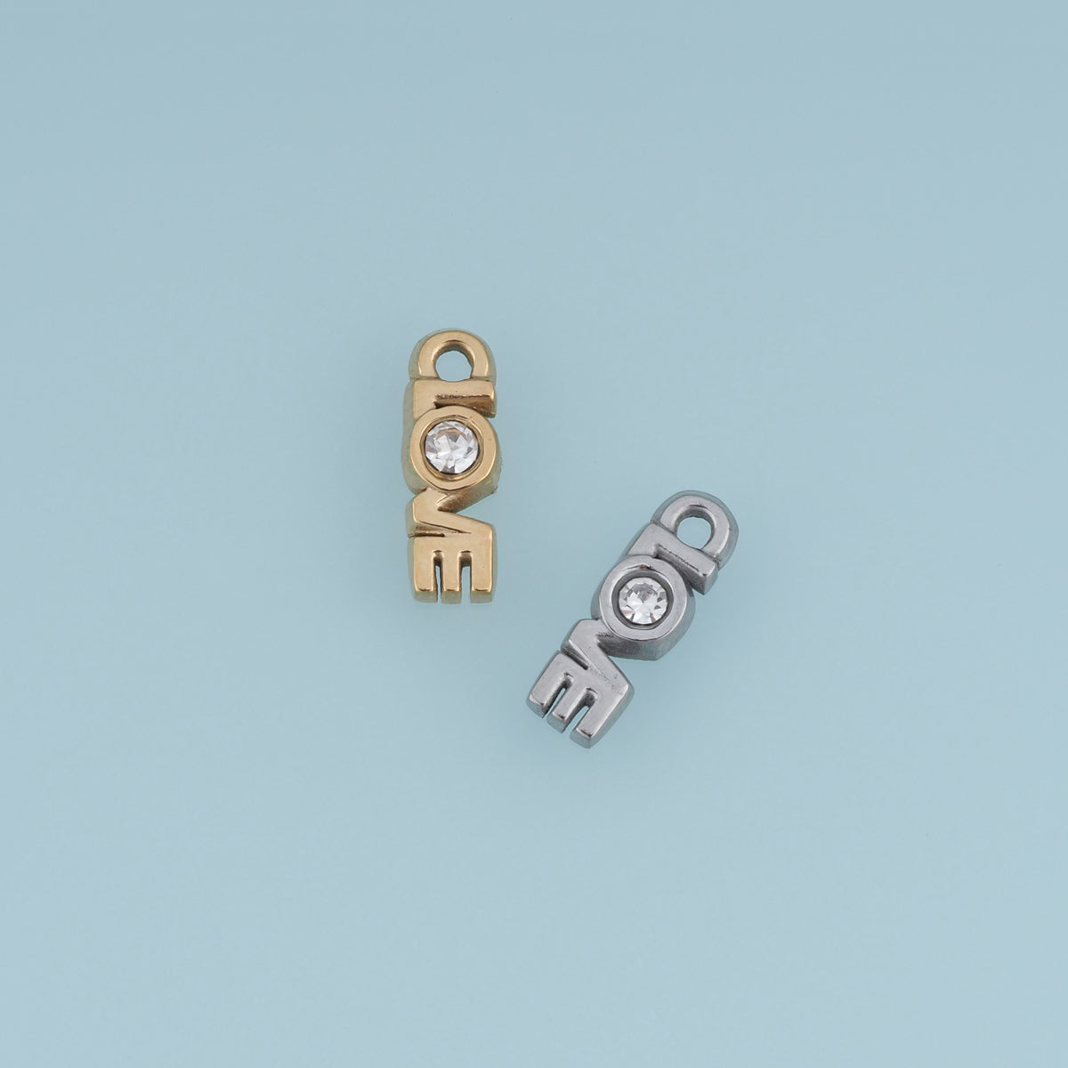 LOVE Letter Crystal Pendant,14K Gold Silver Dainty Love Charm DIY Charm for Necklace Bracelet Making