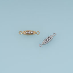 Oval Crystal Connector,14K Gold Silver Three Stone Geometric Charm DIY Charm for Necklace Bracelet Making