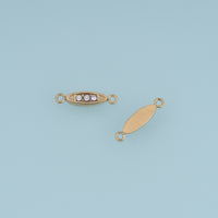 Oval Crystal Connector,14K Gold Silver Three Stone Geometric Charm DIY Charm for Necklace Bracelet Making