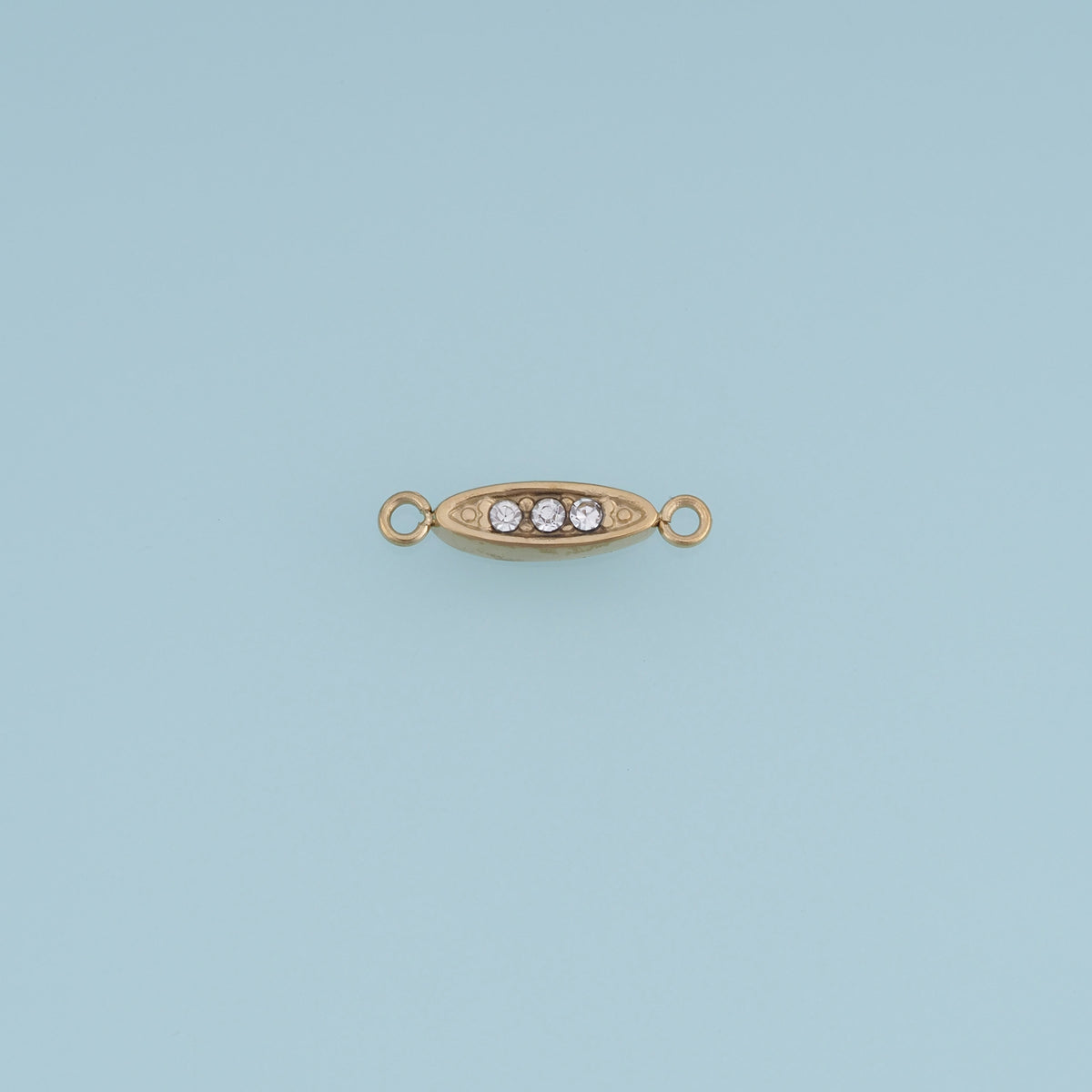 Oval Crystal Connector,14K Gold Silver Three Stone Geometric Charm DIY Charm for Necklace Bracelet Making
