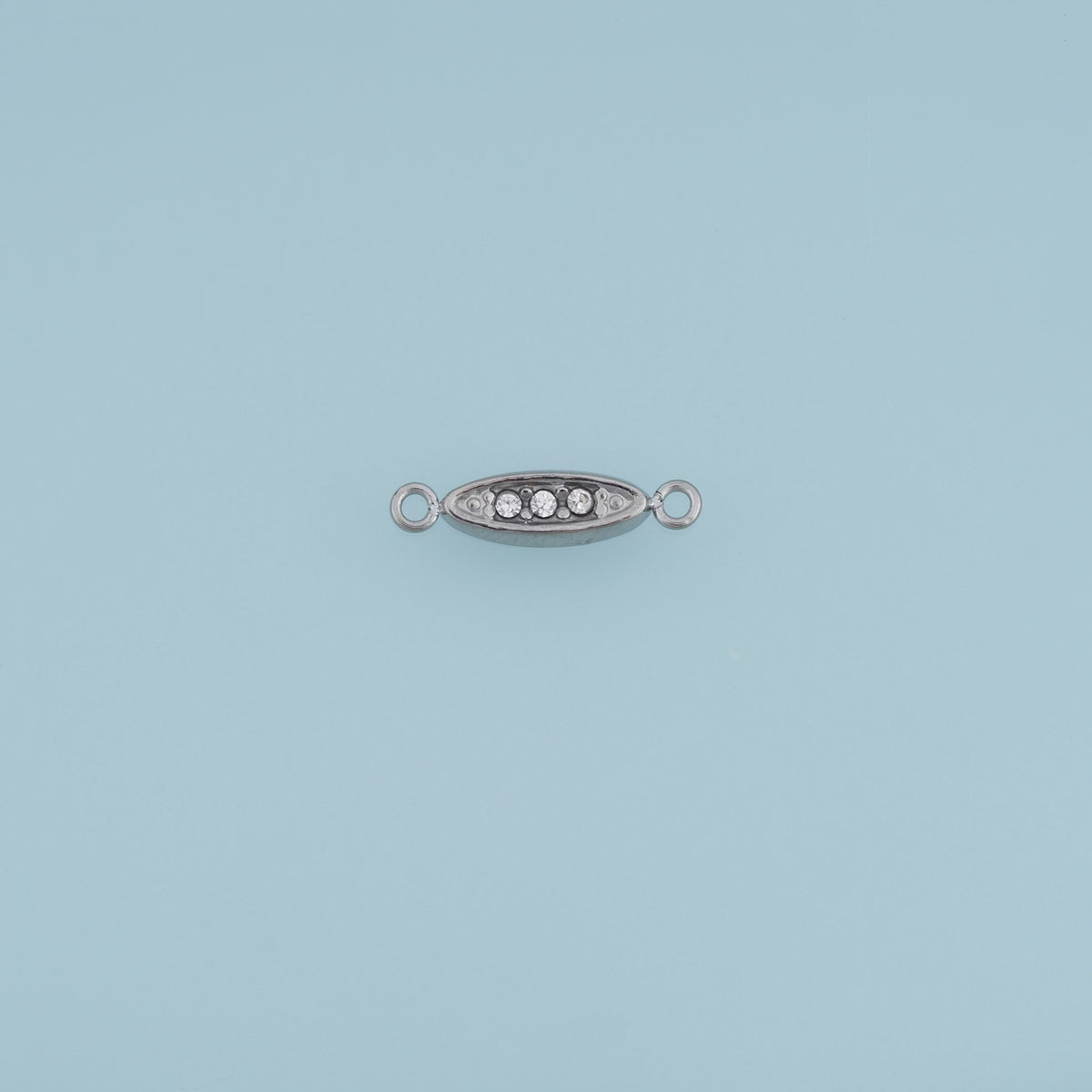 Oval Crystal Connector,14K Gold Silver Three Stone Geometric Charm DIY Charm for Necklace Bracelet Making