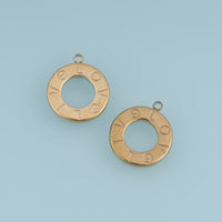 LOVE Letter Circle Pendant,14K Gold Hollow Round Charm DIY Charm for Necklace Bracelet Making