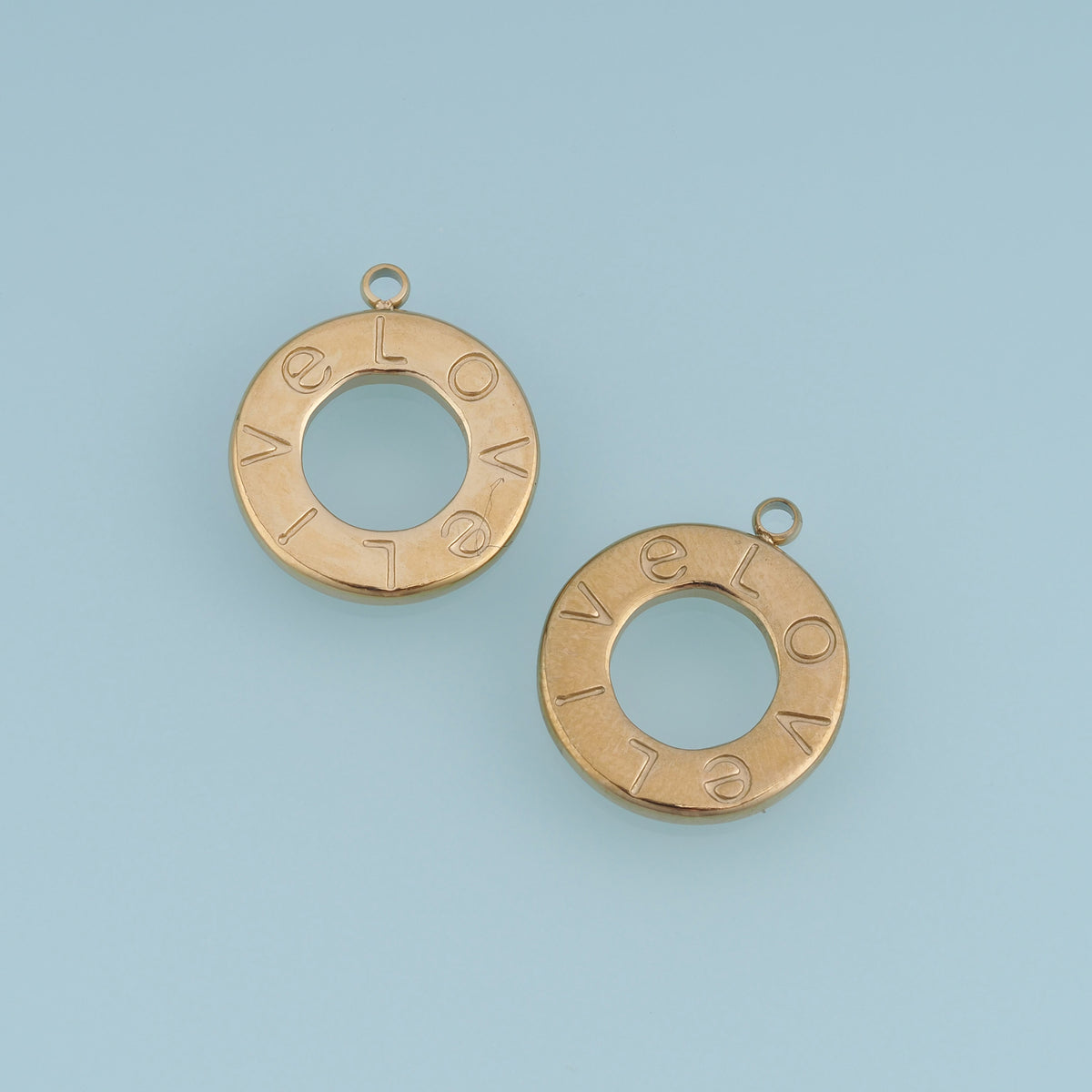 LOVE Letter Circle Pendant,14K Gold Hollow Round Charm DIY Charm for Necklace Bracelet Making