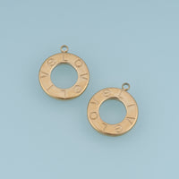 LOVE Letter Circle Pendant,14K Gold Hollow Round Charm DIY Charm for Necklace Bracelet Making