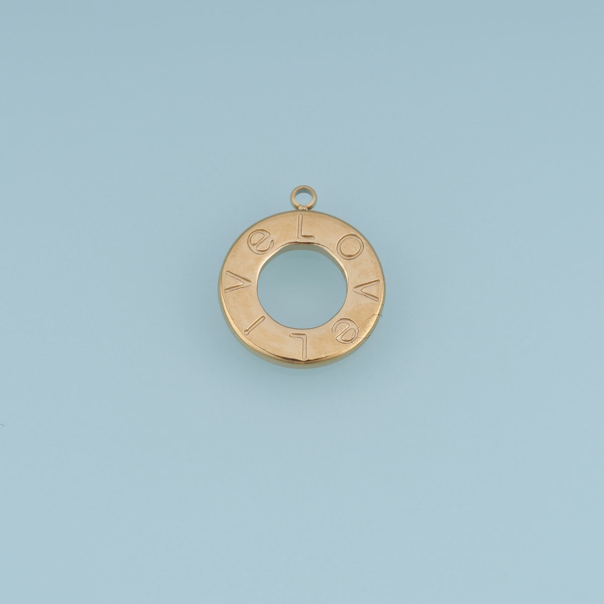 LOVE Letter Circle Pendant,14K Gold Hollow Round Charm DIY Charm for Necklace Bracelet Making