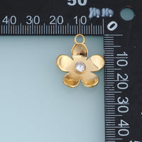 Five Petal Flower Crystal Pendant,14K Gold Silver Dainty Floral Charm DIY Charm for Necklace Bracelet Making
