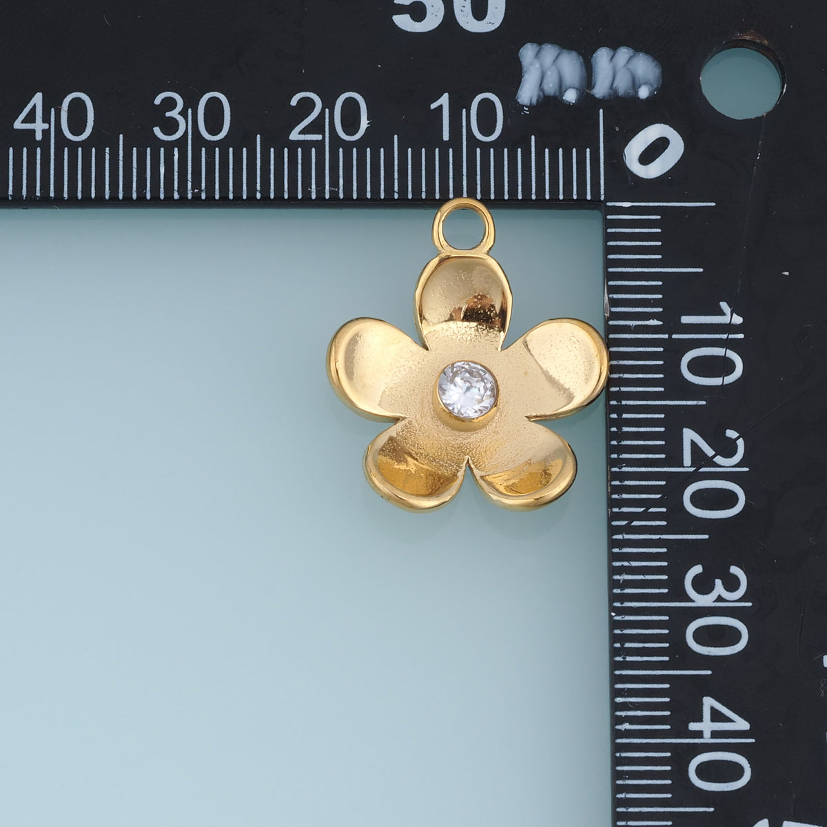 Five Petal Flower Crystal Pendant,14K Gold Silver Dainty Floral Charm DIY Charm for Necklace Bracelet Making