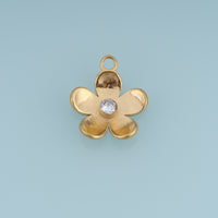 Five Petal Flower Crystal Pendant,14K Gold Silver Dainty Floral Charm DIY Charm for Necklace Bracelet Making